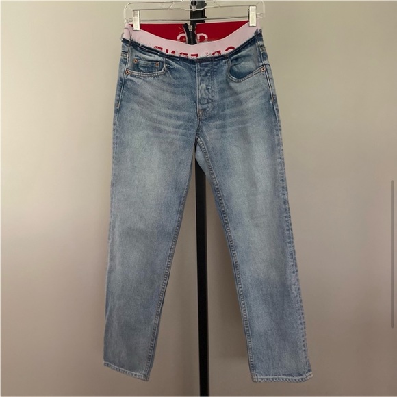 Grlfrnd Denim Turner Straight Leg Baggy Boy Elastic Band Distressed Zip Jeans 27 - Picture 3 of 8